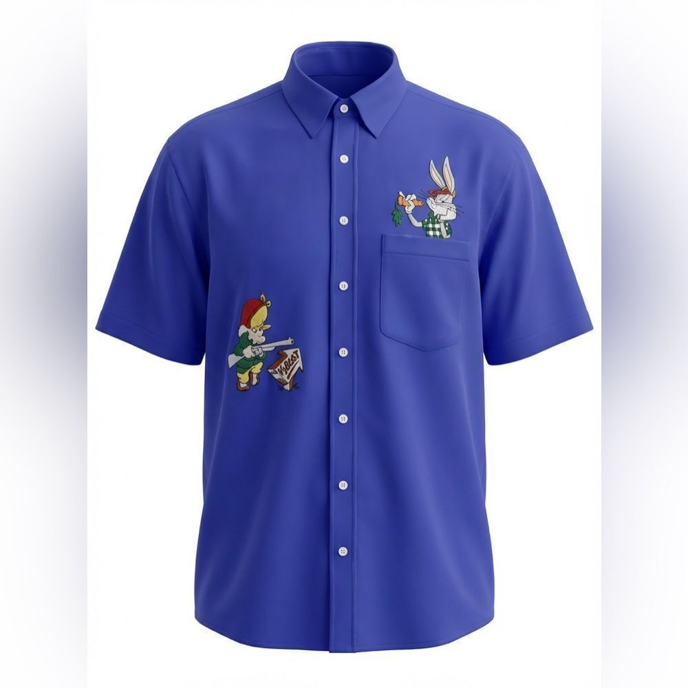 ACME CLOTHING CO. MENS BUTTON DOWN SHORT SLEEVE SHIRT BLUE SIZE XL